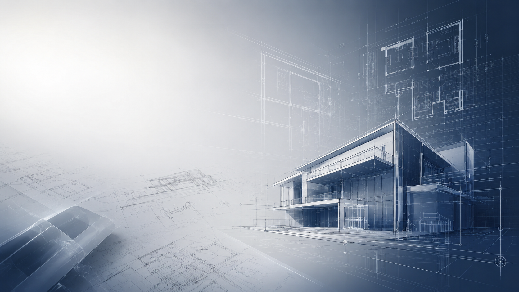 Projeto arquitetônico moderno com blueprints